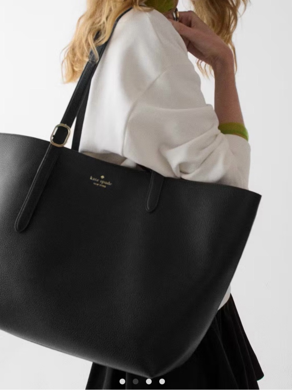 kate spade Black Pebbled Leather Tote with Top Handles 454 Large Tote